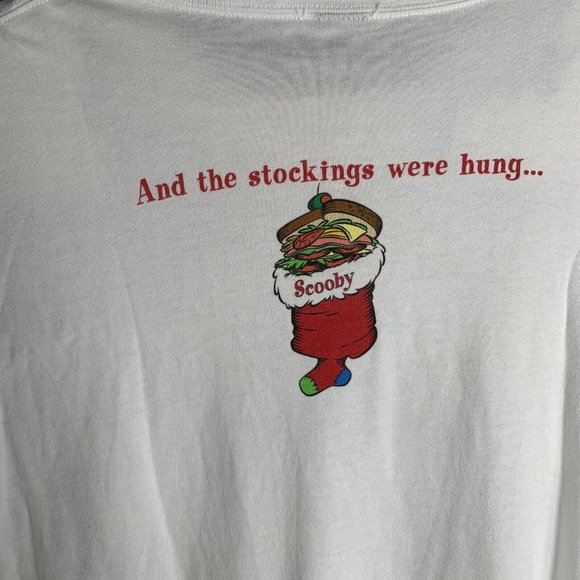 Scooby Doo Christmas Stocking Long Sleeve Shirt Size No Tag 23x27.5 Vtg 1997 - Picture 7 of 9